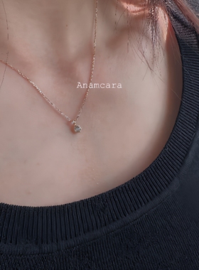 Anam12.9出口日系银镀K金天然彩石海蓝宝拉长石水滴mini吊坠项链