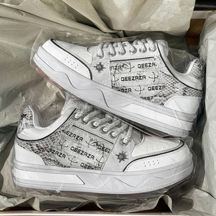 银色蛇年限定小帆船男款低帮板鞋2025新款小白鞋厚底增高休闲鞋女