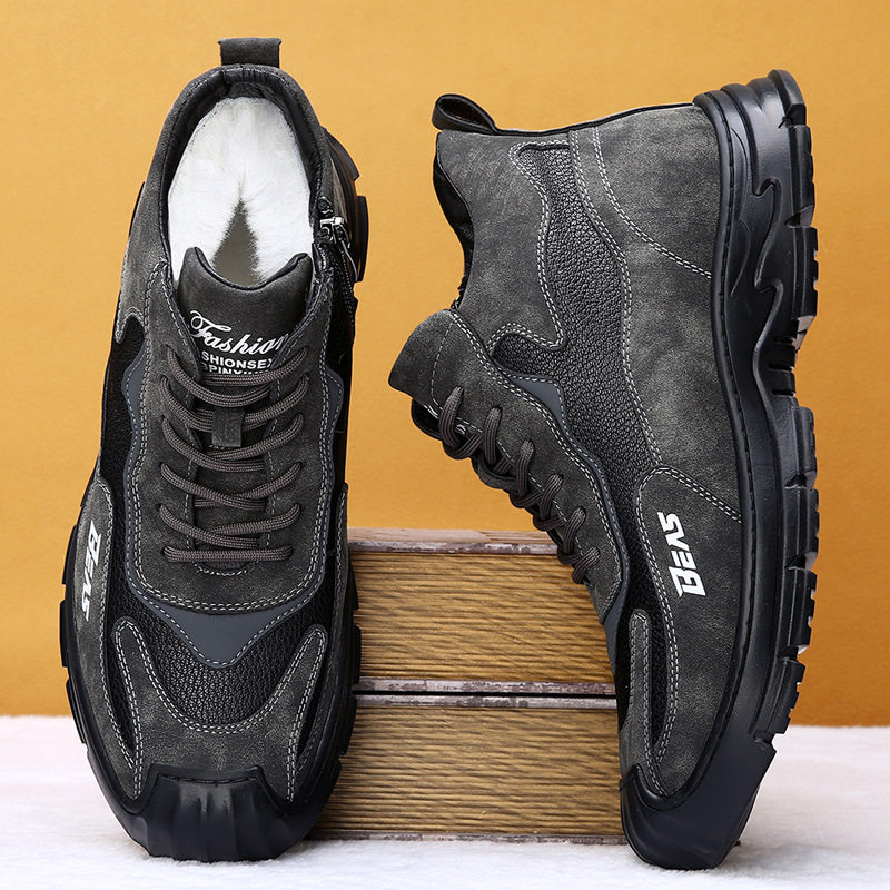 633778棉鞋男士冬季防寒加绒保暖加厚真皮皮毛一体鞋休闲防滑棉靴,流行男鞋,棉鞋,淘宝优惠券,粉丝福利购,淘宝优惠卷