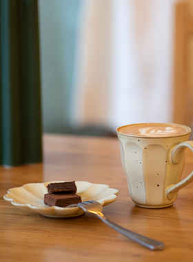 伍杯融白180ML日式粗陶手冲咖啡杯碟手工挂耳陶瓷杯复古