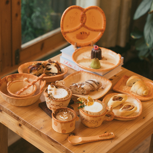 景德镇猫猫窑釉下彩可爱咖啡杯点心盘碗家用勺子高颜值下午茶陶瓷