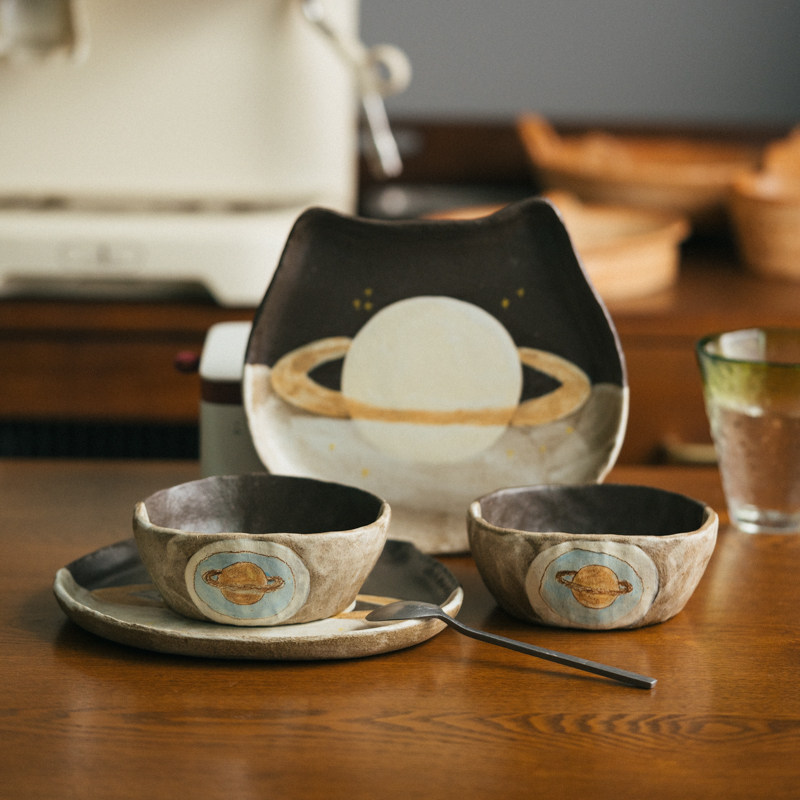 复古手绘星球陶瓷碗家用餐具碗盘子套装碗碟套装,餐饮具,碗,淘宝优惠券,粉丝福利购,淘宝优惠卷