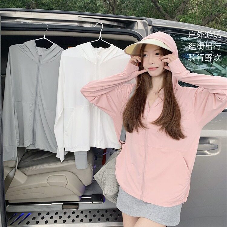 冰丝防晒衣女士夏季防晒服大帽檐防紫外线薄男女外套