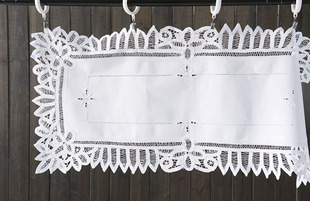 纯棉手工刺绣拼百代丽花边 餐垫桌旗