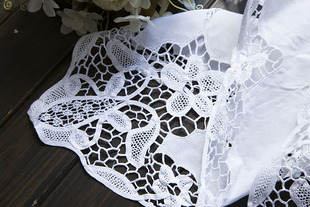 手工 刺绣  细工百代丽花边 长方 桌布