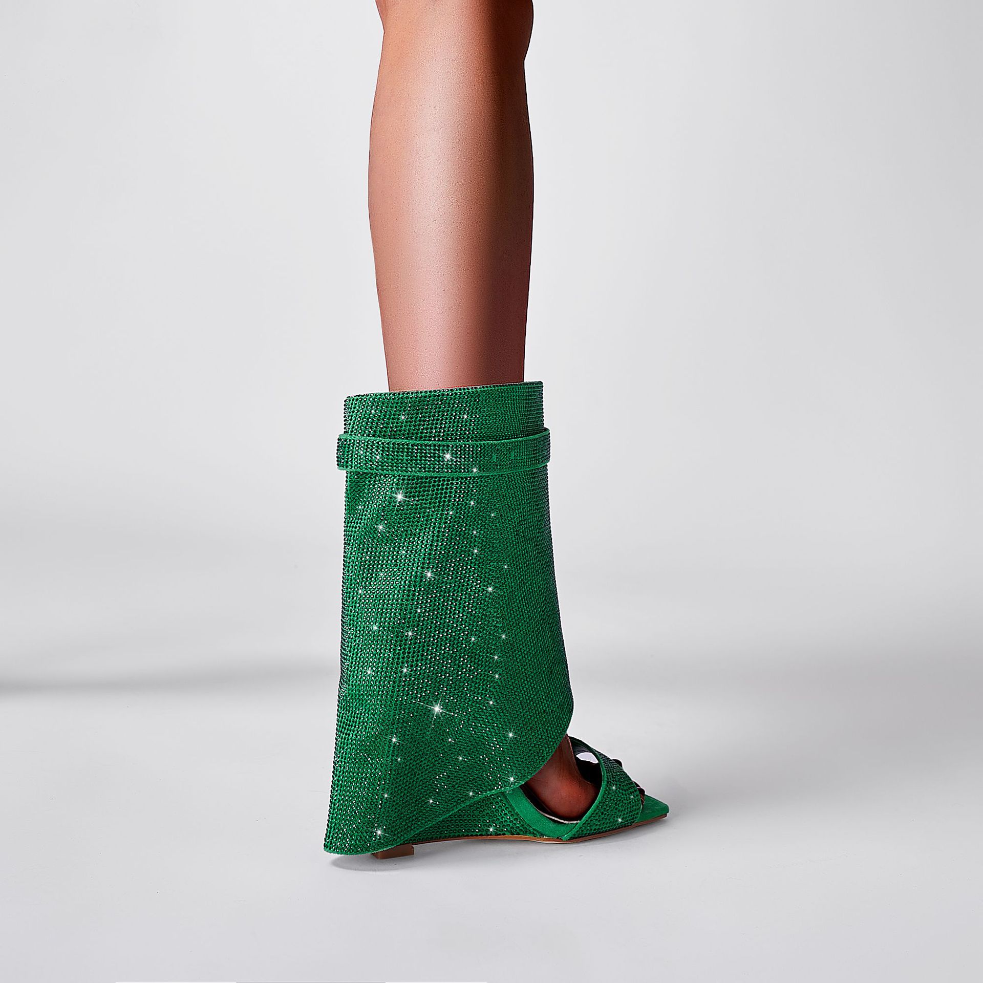 夏季跨境水钻鱼嘴凉鞋时装水晶鞋