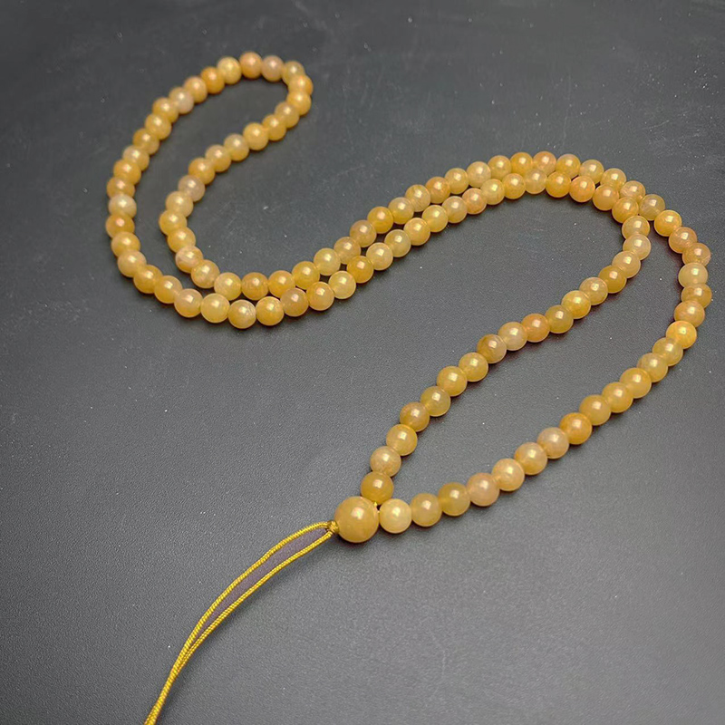 天然黄龙玉满圈珠子吊坠绳