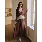 扭结设计修身 时尚 上衣蕾丝小背心垂感半裙 栗影罗曼 彼得潘大叔