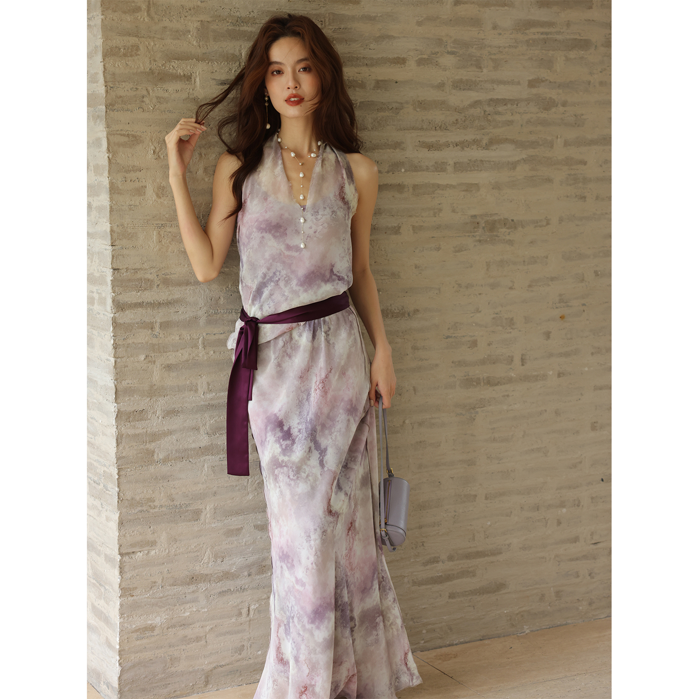 彼得潘大叔《杜拉恋人》法式多种穿法印花弹力腰优雅连衣裙