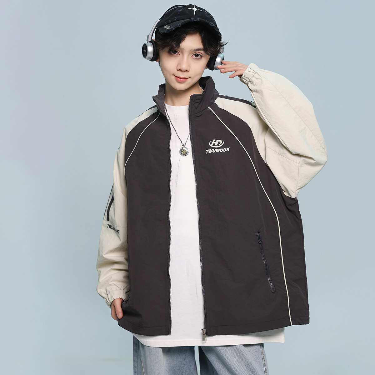 男童女童棒球服2025春装初中生青少年简约撞色拼接运动外套宽松