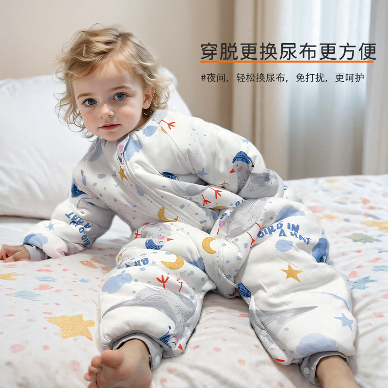儿童睡袋夹棉保暖腿部按扣护肚冬