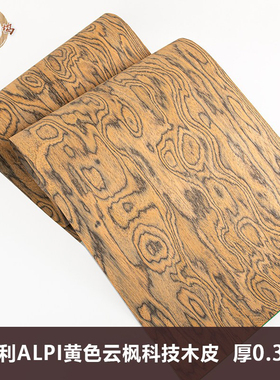 意大利ALPI黄色云枫科技实木皮装修酒店家具高档设计师款饰面板皮