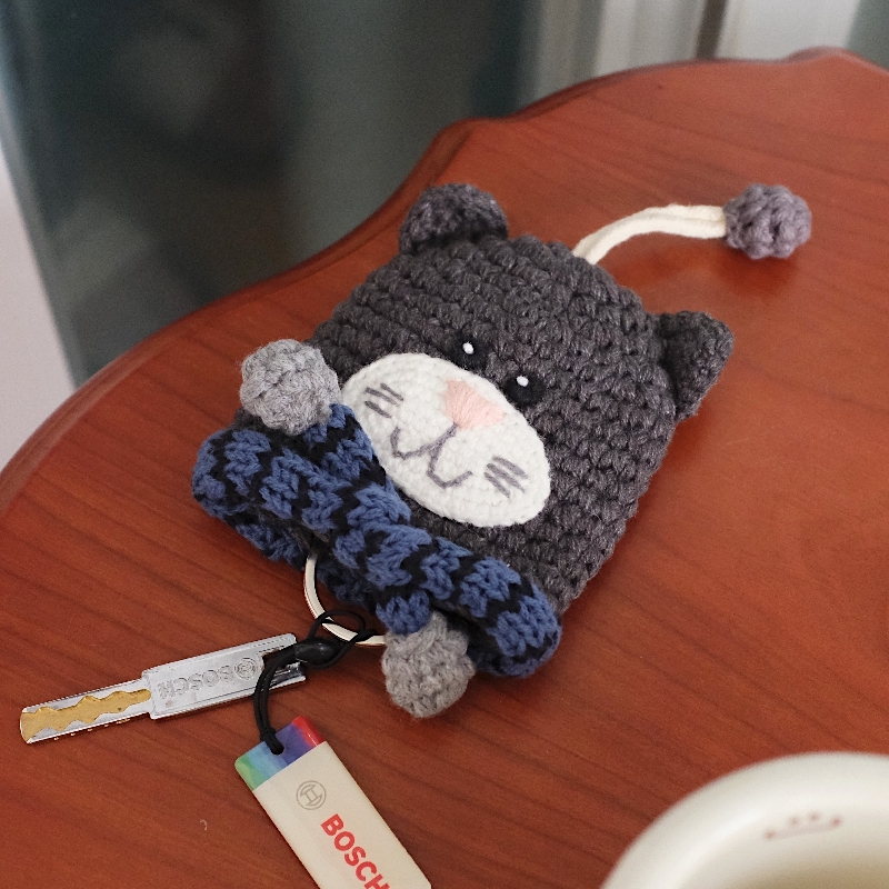 针织钥匙包手工钩织成品