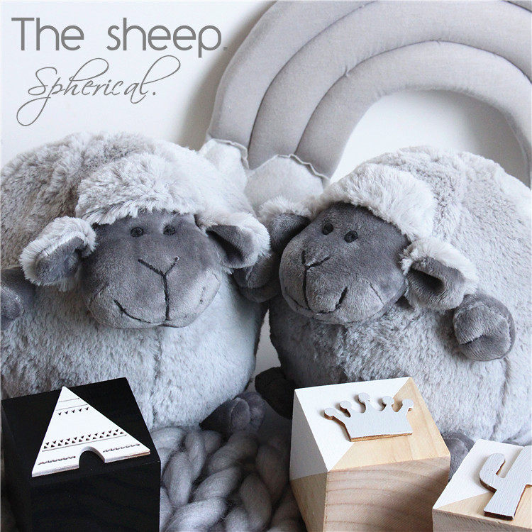 婴幼儿毛绒玩具超柔软q弹绵羊灰色小羊娃娃球形咪咪羊玩偶公仔