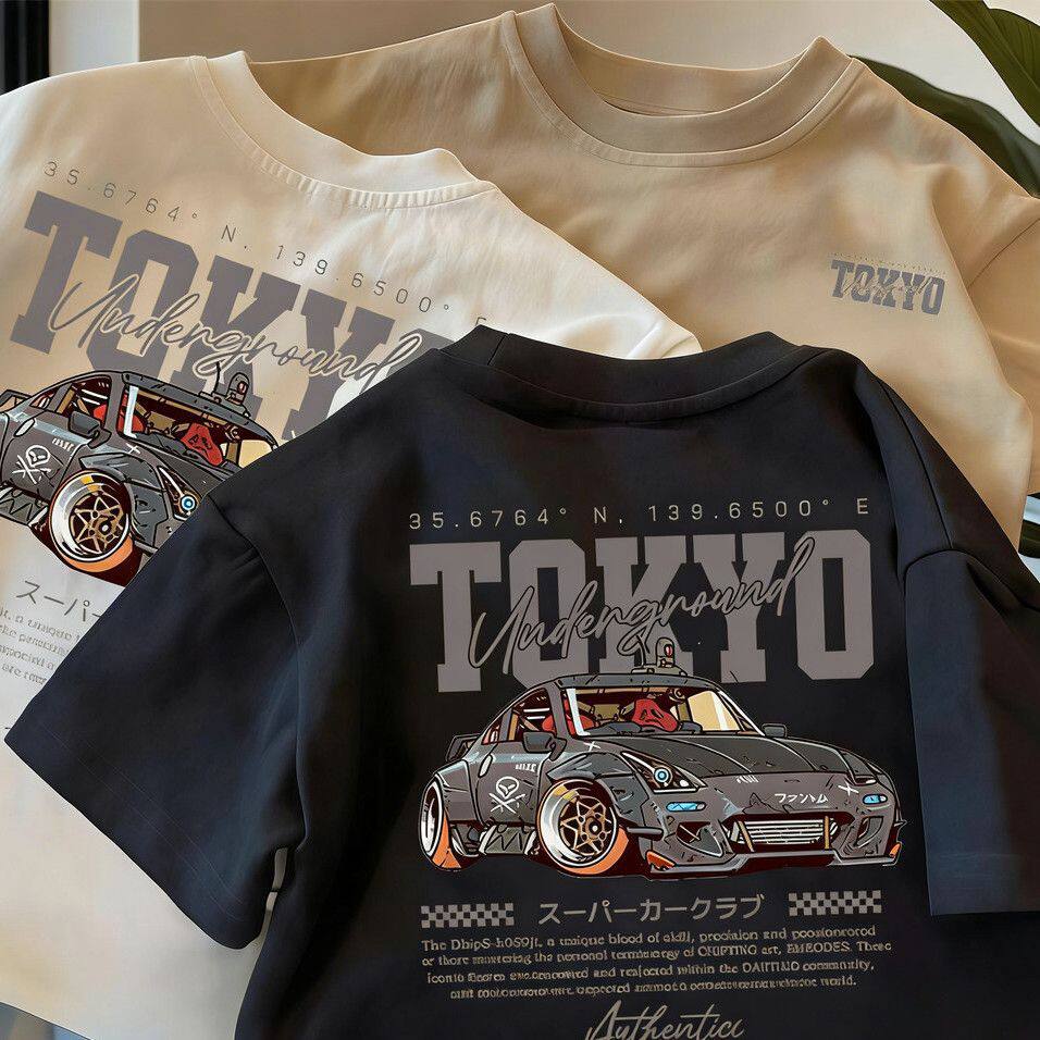 2026新款纯棉短袖儿童夏季男童美式潮牌衣服宝宝赛车卡通印花上衣