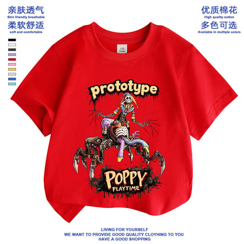 波比的游戏时间短袖poppy playtime prototyp儿童上衣服装t恤体恤