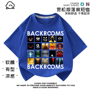 后室backrooms周边短袖T恤衫学生微笑者笑靥运动上衣服半袖衫夏季