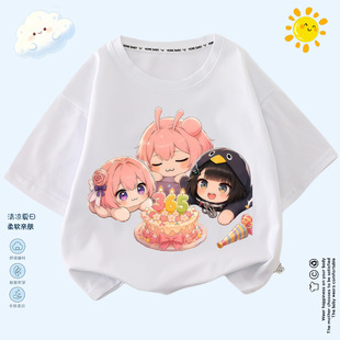 咕咕嘎嘎企鹅可爱女童薄款夏季卡通半袖童装儿童宽松休闲短袖上衣