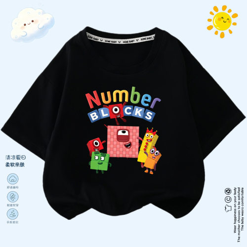 Number Blocks数字积木衣服儿童短袖t恤夏季半袖卡通打底衫体恤潮
