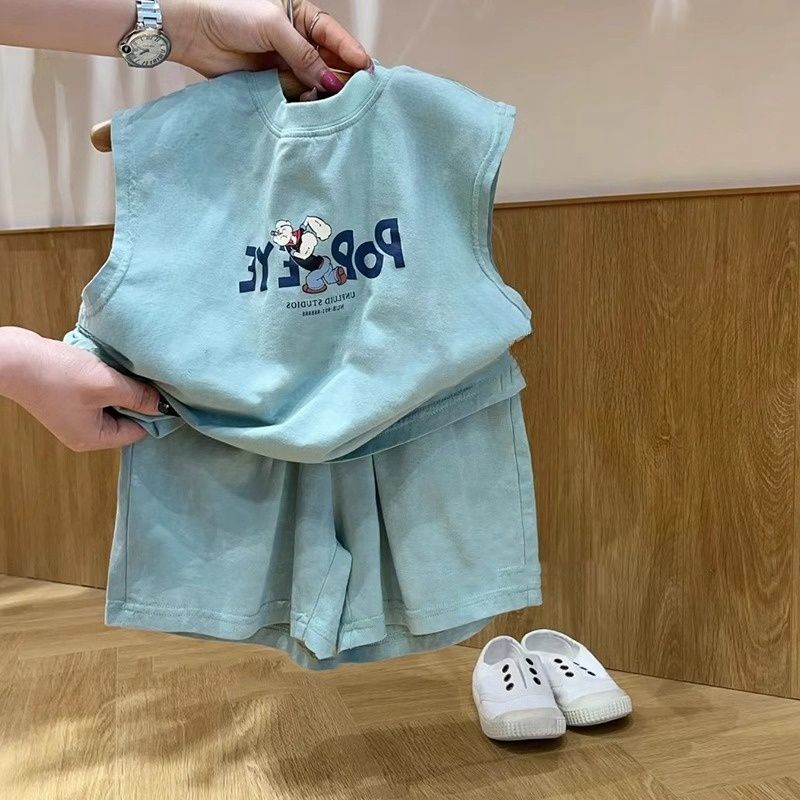 儿童夏季洋气卡通背心短裤套装