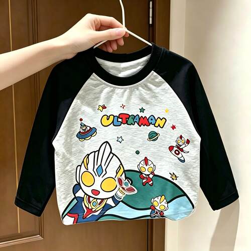 儿童春秋季卡通立体插肩袖长袖
