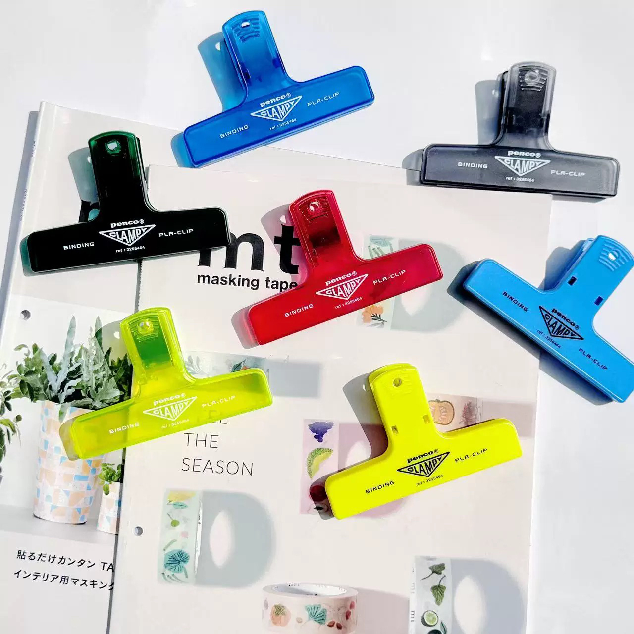 HIGHTIDE Penco新款透明彩色复古塑料夹票据收纳夹封口夹乐谱夹