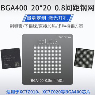 适用XC7Z010 CLG400 XC7Z020芯片BGA400 0.8mm间距植锡网锡球钢网