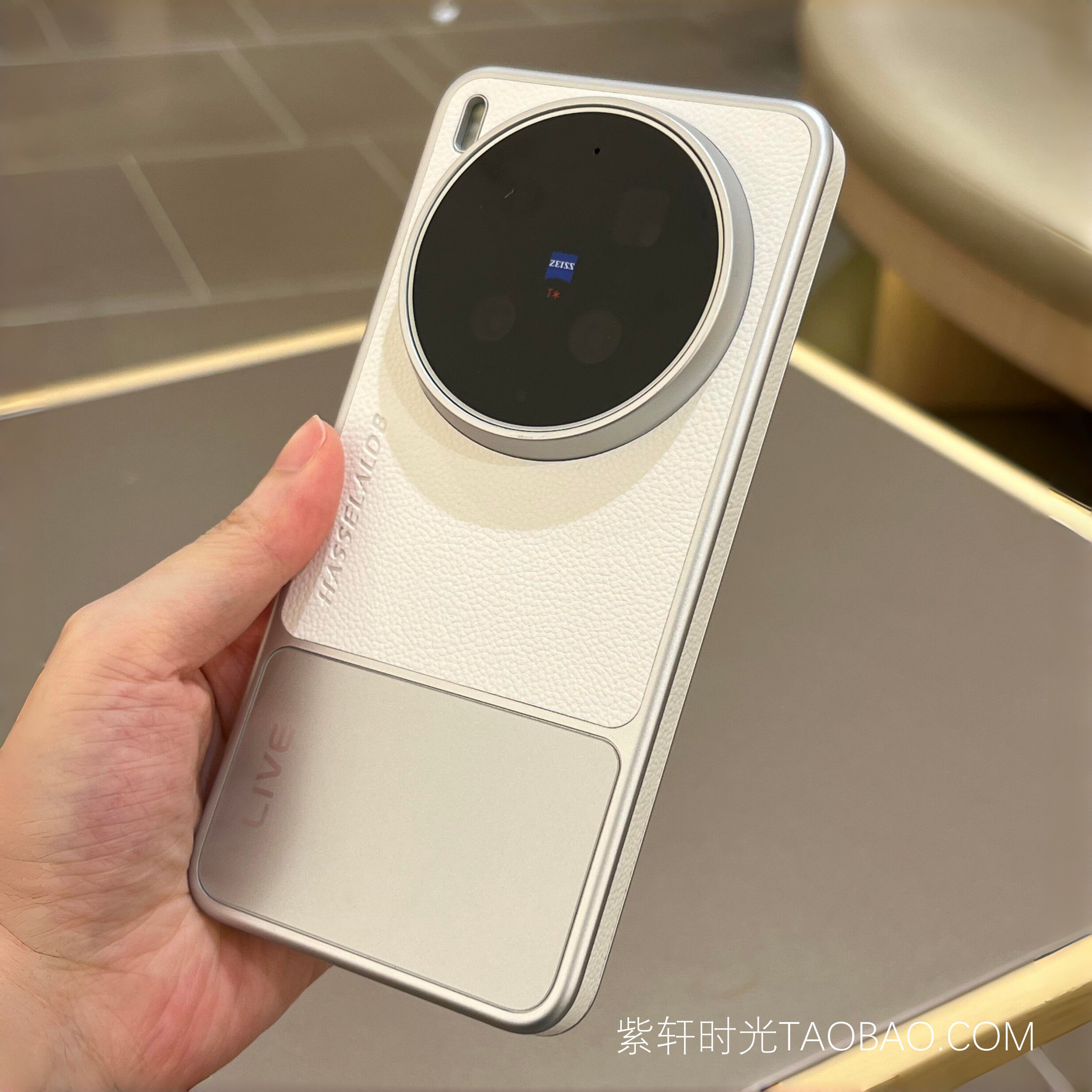 高档皮纹拼接典雅白色适用vivoX300Ultra手机壳X300pro外套X500promax高级感X300S全包防摔X300防指纹小众女
