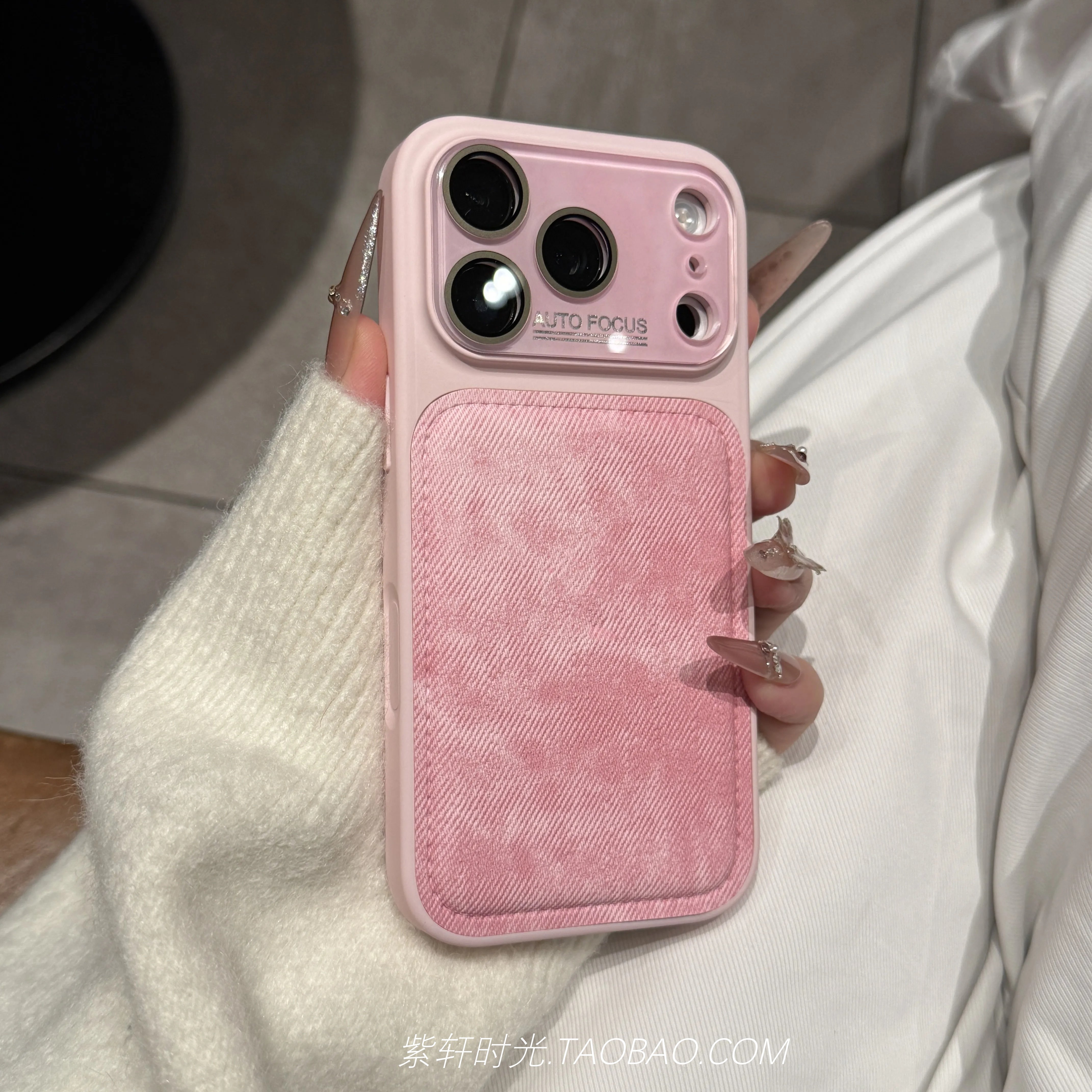 复古文艺风牛仔布纹大视窗秒变iPhone17promax适用苹果17pro手机壳16pro全包镜头膜15高级感14pro防摔少女粉