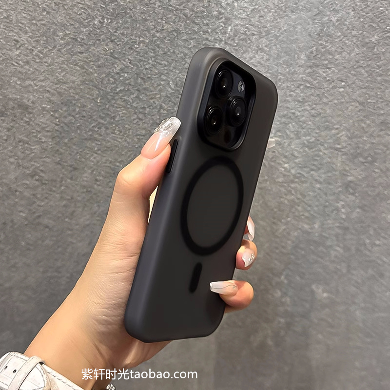 纯黑色磁吸磨砂适用14小米15手机壳civi4pro肤感14Ultra红米Turbo3半透明Note14无线充电13pro撞色K70防摔E