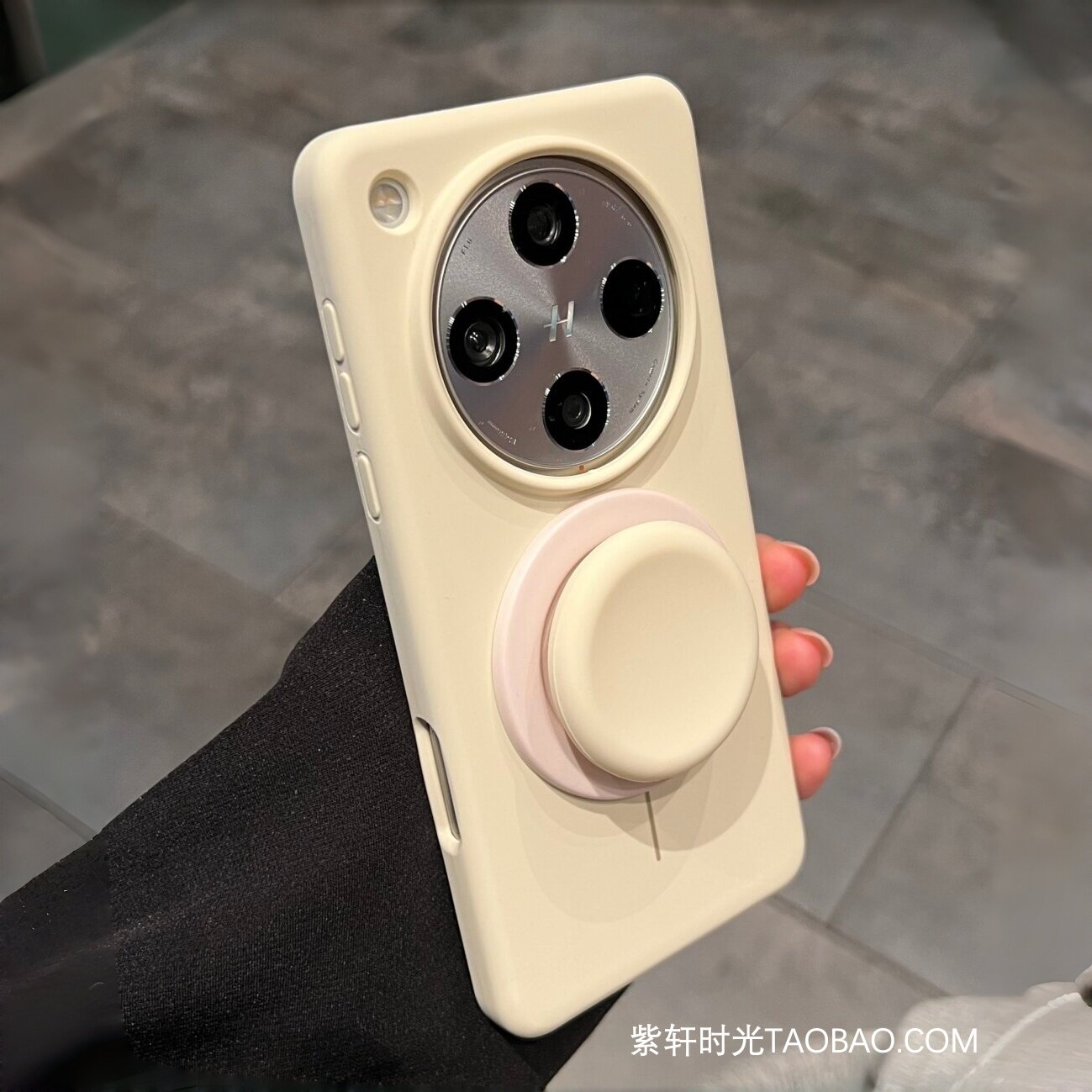 「紫轩时光」软糯磁吸气囊支架适用oppoFindx8ultra手机壳Findx8pro液态硅胶Findx9米白色X8s+耐脏防摔不会黄