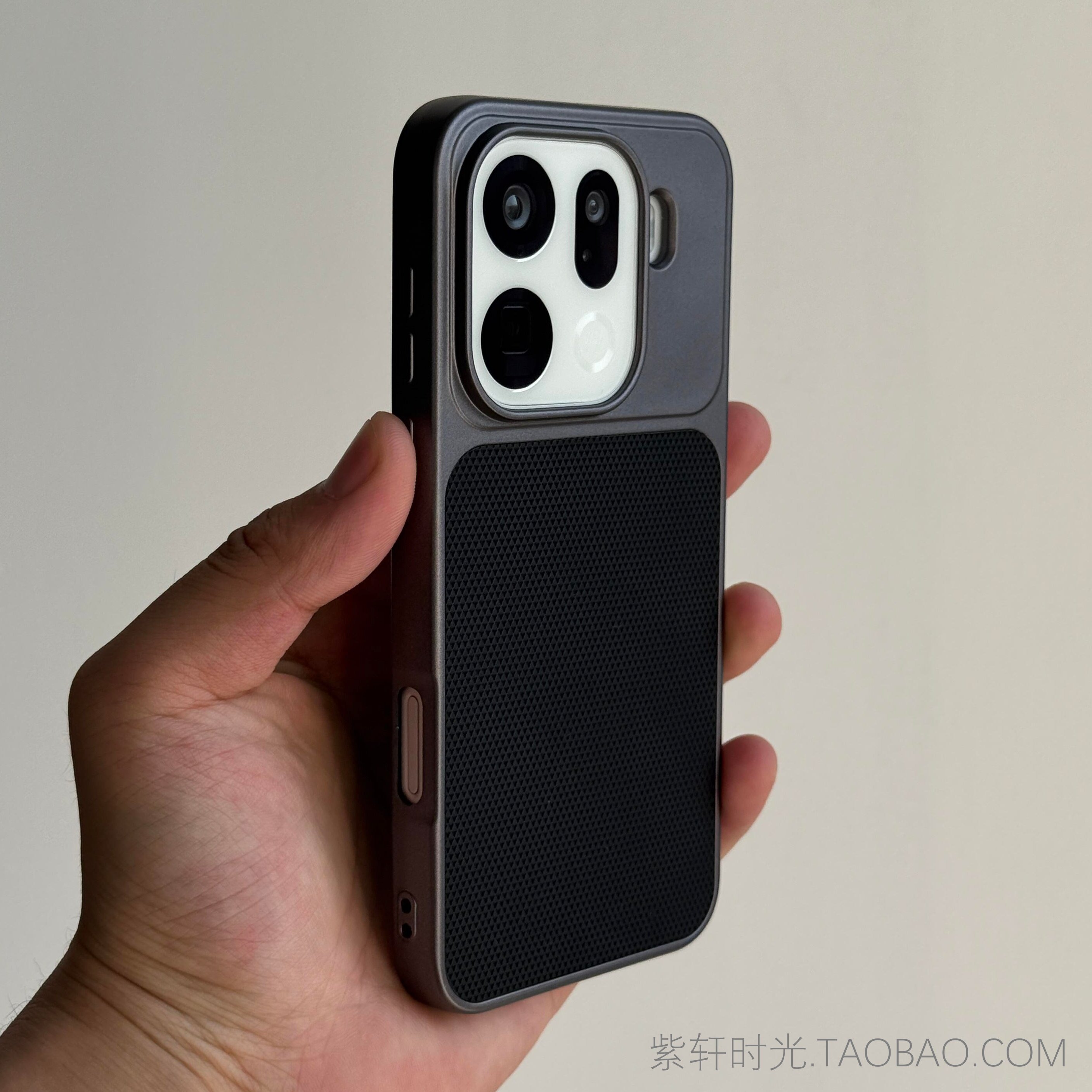「紫轩时光」拼接菱纹金属感电镀硬壳磁吸适用OPPO Findx9手机壳X9S哑光Findx9Ultra钛灰色Findx8pro一加15T