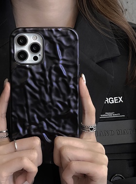 高级感黑色褶皱适用华为mate40/50手机壳P60/p40冷淡风p30光面p20pro全包nova8/7防摔6se简约5荣v30/9X软壳