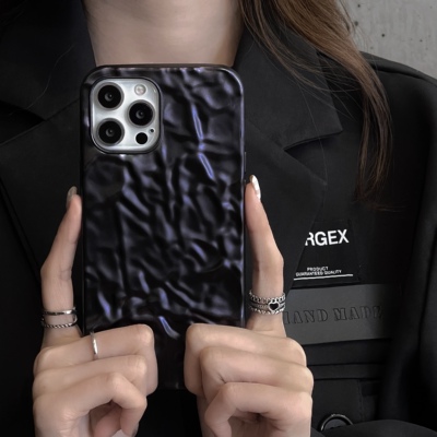 适用华为mate40手机壳褶皱黑色