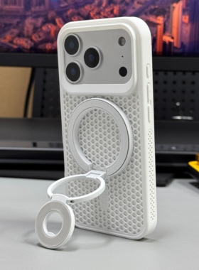 双面磁吸三折叠支架适用vivoX300pro手机壳X200promini磁吸充电X300镂空透气散热X200极简X100spro纯白色防摔