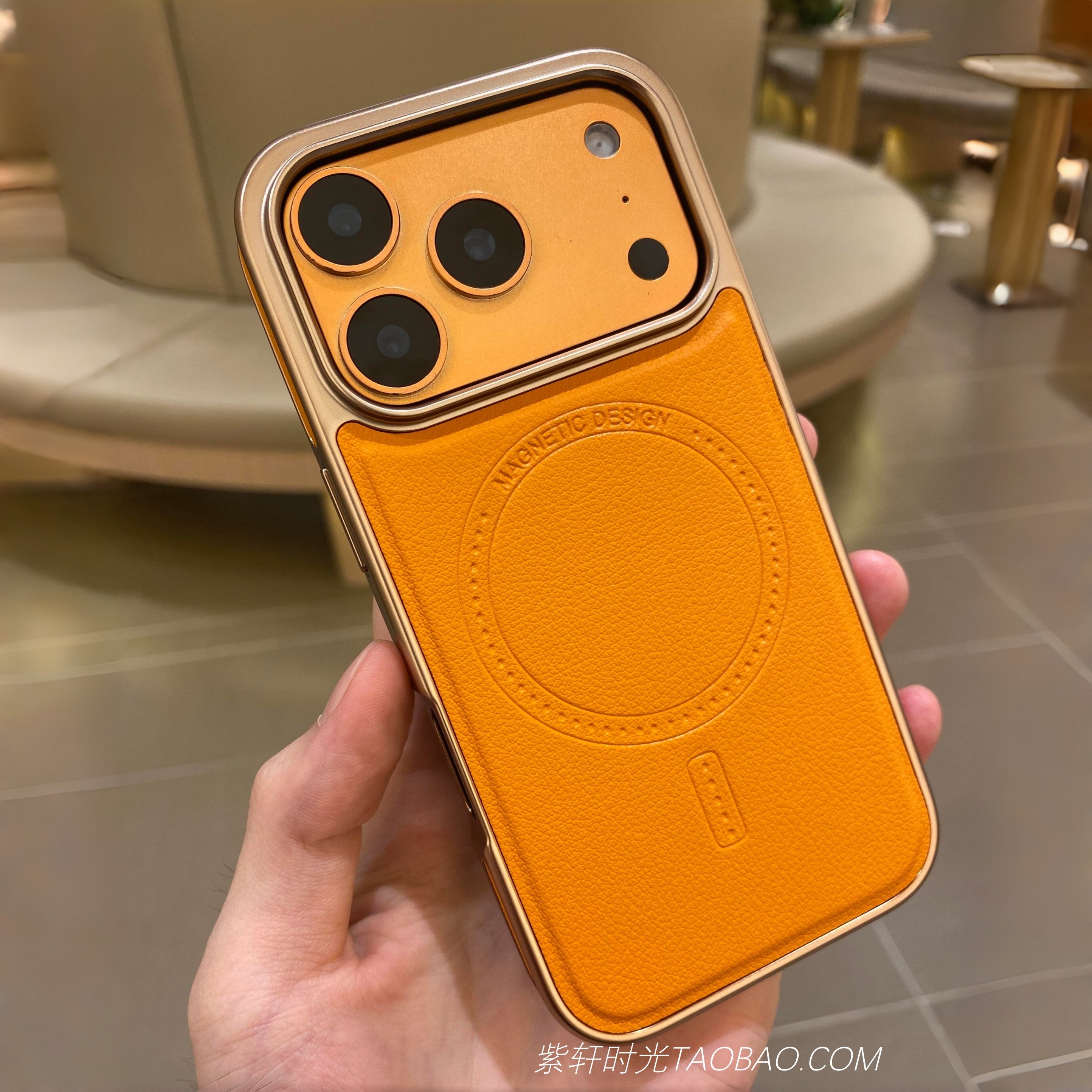 新款橙色素皮皮纹全包磁吸适用华为Mate80promax手机壳mate70/60pro电镀边框mate80无线magsafe充电防摔耐脏
