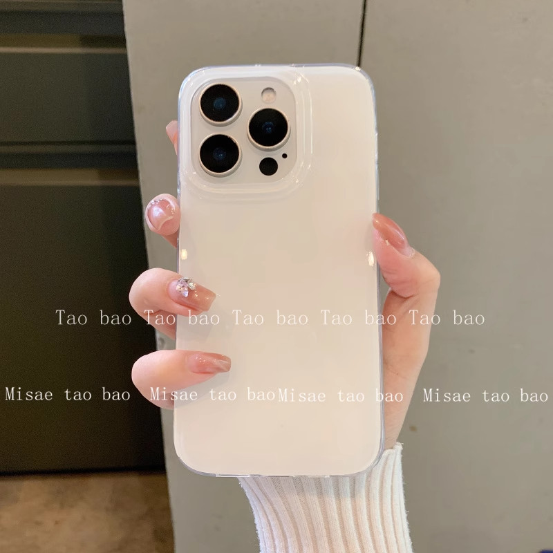 简单干净白色ins风韩系适用14pro苹果17ProMax手机壳iPhone16/13小清新15Promax亮面12果冻硅胶软壳全包防摔