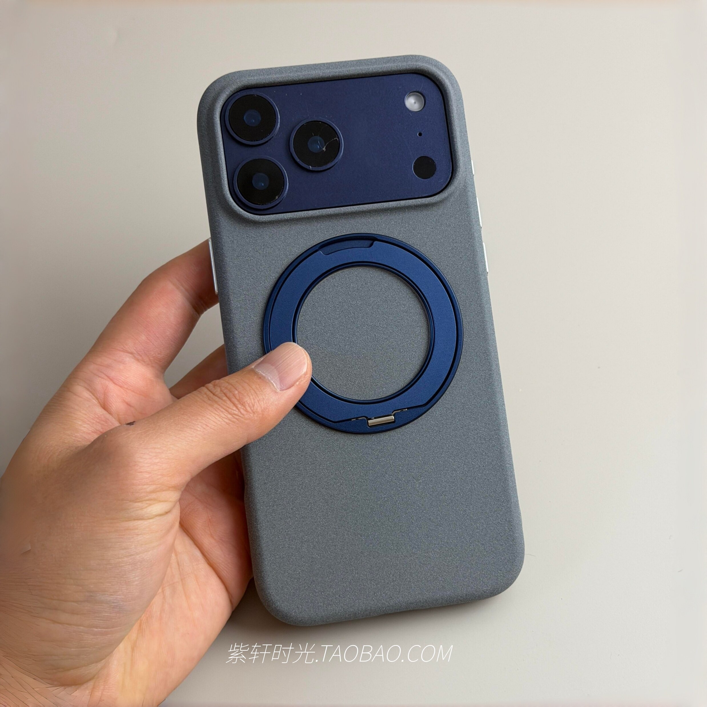 高级灰色蓝色磁吸充电支点壳适用小米17pro苹果17promax手机壳iPhone16pro红米K90带支架岩砂防指纹金属按键