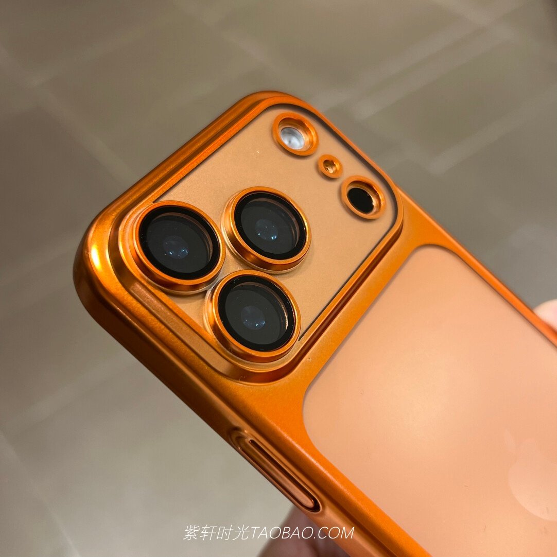 透明电镀哑光磨砂橙色适用小米17promax手机壳17pro红米K90高级K90promax苹果iPhone17/16pro全包镜头14硬壳