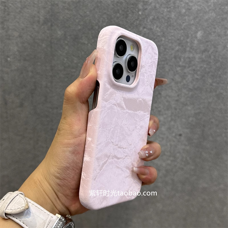 温柔气质女粉色丝绒绸面纹理适用小米15/14手机壳14Ultra红米K80半包大孔高级感国风新款小香风散热硬壳防摔