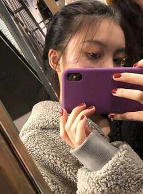 适用iPhone苹果11pro手机壳INS葡萄紫色12/13/14/8/Xs Max超薄XR磨砂6/7se防指纹手汗