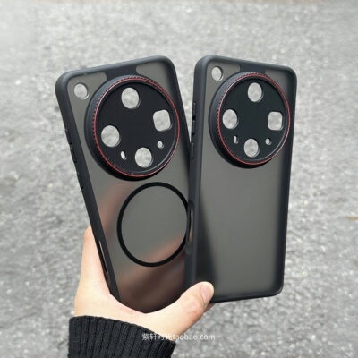 精孔磨砂黑红圈镜头磁吸壳适用GTpro荣耀magic7手机壳300华为mate70肤感60透黑pura70抗指纹nova13金属按键12