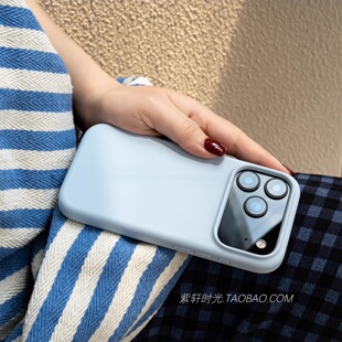 耐脏奶油蓝色适用小米17pro手机壳15 14液态硅胶17Promax简约13Ultra全包大孔K90红米K80橡皮感K70防摔防滑