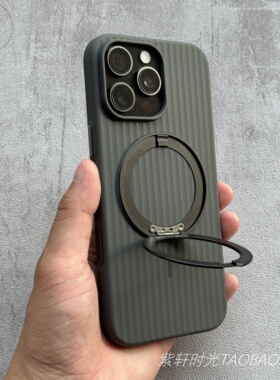 折叠隐形旋转支架适用OPPOFindx8Ultra磁吸手机壳X8s+石墨黑色X8pro瓦楞vivoX200Ultra行李箱纹磨砂纯色防摔