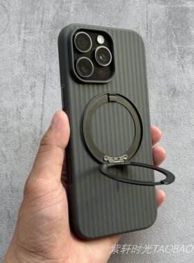 折叠隐形旋转支架适用OPPOFindx8Ultra磁吸手机壳X8s+石墨黑色X8pro瓦楞vivoX200Ultra行李箱纹磨砂纯色防摔