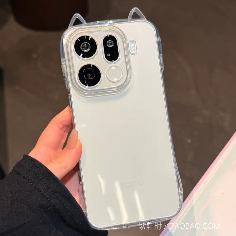 透明立体猫耳朵适用oppoFindx9/x8pro手机壳X8s+高级感Reno16pro硅胶15C/14软壳13/12/11全包A6防摔A5网红A97