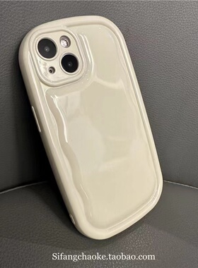 小众ins风16奶白15适用iphone11手机壳13/12复古mini苹果14promax纯白色8plus高级xs气囊xr防摔se果冻亮面粉