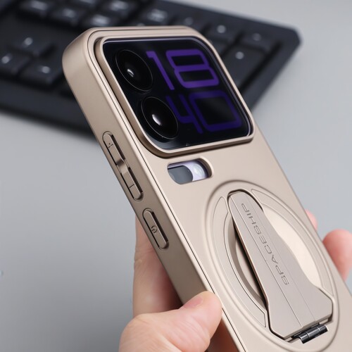 不挡广角可立体磁吸支架适用小米17promax手机壳苹果17pro精孔16/15金属感14ultra钛金色红米K80全包防摔k70