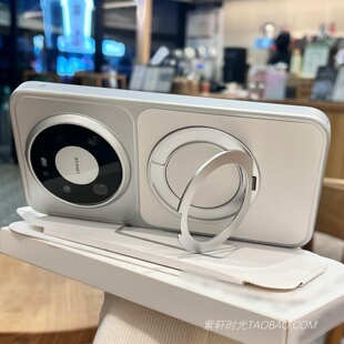 360度旋转支架磁吸无线充电适用华为Mate80pro手机壳Mate70/60pro+素皮荔枝纹mate70Air高级感银白色全包防摔