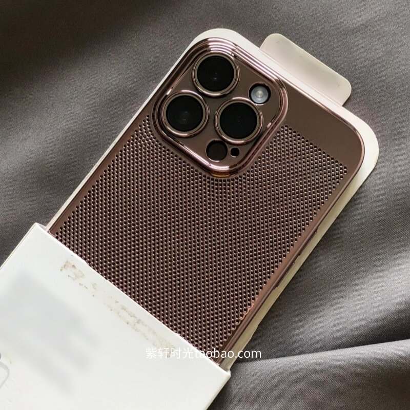 玫瑰粉色电镀金属感适用oppoReno13/12pro手机壳Findx8s透气散热X8U蜂窝网孔10带一体镜头膜A5全包防摔男女9